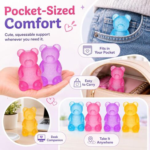 Taba Bear Squishy Fidget Toys,Stress Ball for Anxiety Stress Relief,Squishies Sensory Toy for Adults Kids Teens,Pink Squeeze Toys for Classroom Prize, Birthday Gifts Party Favors in Kuwait