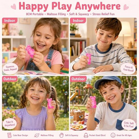 Taba Bear Squishy Fidget Toys,Stress Ball for Anxiety Stress Relief,Squishies Sensory Toy for Adults Kids Teens,Pink Squeeze Toys for Classroom Prize, Birthday Gifts Party Favors in Kuwait