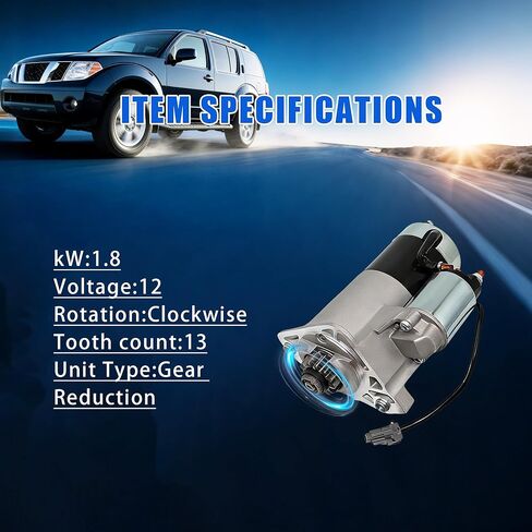 17942 Starter Motor Fit for 2005-2019 Nissan Frontier, 05-15 Xterra, 05-12 Pathfinder, 12-21 NV1500 NV2500 NV3500, 09-12 Suzuki Equator, 4.0L V6 Engine, OE# 23300-EA200 M001TA0071 SMT0260 in Saudi Arabia