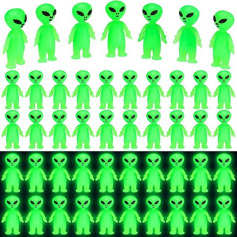 Mini Alien Figures Glow in The Dark Small Little Tiny Aliens Figurine for Easter Party Favors Prank Rubber Easter Toys Bulk Gifts for Space Party Goodie Bag Fillers Piñata Stuffers(100) in Saudi Arabia