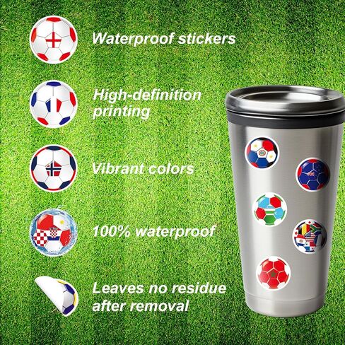 100pcs 2026 Soccer Stickers for Kids, Premium Waterproof 42 Countries Football Sport Stickers Suitable for Luggage Water Bottles Helmet Laptop Scrapbook Party Favors in Kuwait