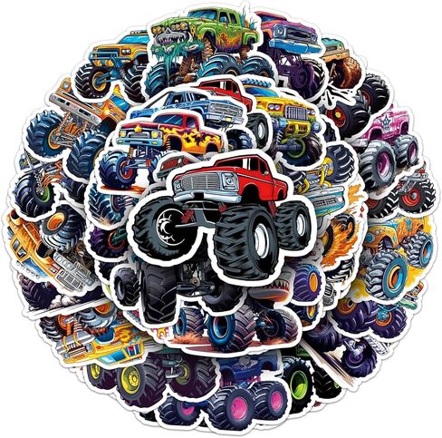 100pcs Monster Truck Stickers, Truck Car Stickers for Kids, Truck Stickers Waterproof for Water Bottles Skateboard Laptop Monster Truck Party Favors for Girls Boys in Kuwait
