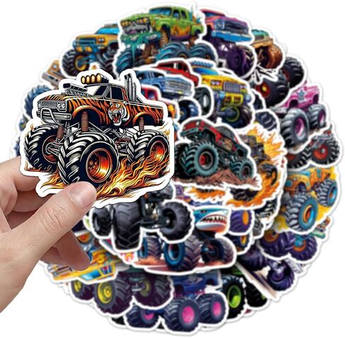 100pcs Monster Truck Stickers, Truck Car Stickers for Kids, Truck Stickers Waterproof for Water Bottles Skateboard Laptop Monster Truck Party Favors for Girls Boys in Kuwait