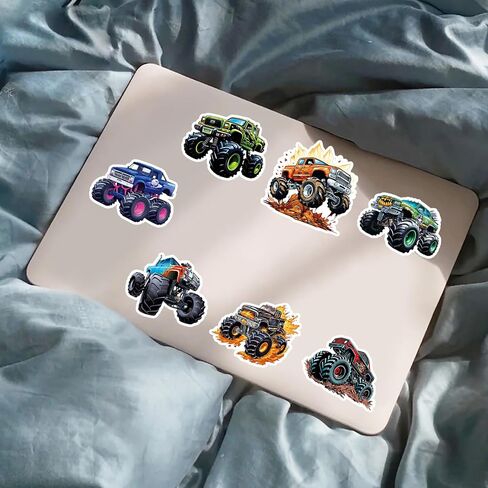 100pcs Monster Truck Stickers, Truck Car Stickers for Kids, Truck Stickers Waterproof for Water Bottles Skateboard Laptop Monster Truck Party Favors for Girls Boys in Kuwait