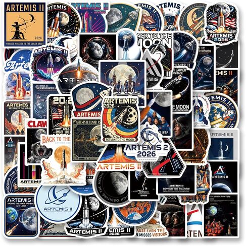 60Pcs Artemis ii Stickers Funny Cartoon Artemis 2 Merch Astronaut Space Sticker Waterproof Vinyl for Scrapbook Journaling Water Bottle Laptop Luggage in Kuwait