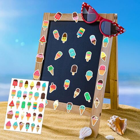 Lucleag 600 PCS Ice Cream Sticker for Crafts, Cute Summer Ice Cream Stickers Ice Pop Stickers for Envelope Seals DIY Crafts Teachers Reward Summer Holiday Candy Greeting Cards Party Decor in Kuwait