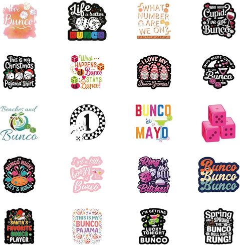 100Pcs Funny Bunco Stickers Cartoon Bunco Party Supplies Aesthetic Sticker Pack Waterproof Vinyl Decals for Laptop Ebook Readers Water Bottles Journal Scrapbook in Saudi Arabia