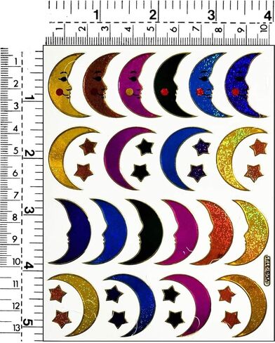 Stickers Glitter Pack 10 Sheets Crescent Moon Crescent Moon Stars Sticker Cartoon Paper Decal Craft DIY Decoration Scrapbook Book Album Diary Card Birthday Party Favors Reward Gift (01) in Saudi Arabia
