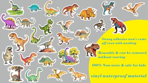 1080 Pcs Dinosaur Stickers for Kids, 27 Unique Dino Designs Waterproof Vinyl Stickers for Water Bottles, Laptops, Party Favors, Birthday Gifts, Scrapbooking, Classroom Rewards in Kuwait