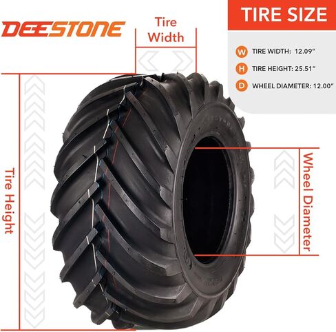 Deestone 26x12.00-12 D405 Tractor Tire – 104A3 26x12x12 – 6 Ply T/L – Durable Farm Tire Tire/Keychain Package in Kuwait