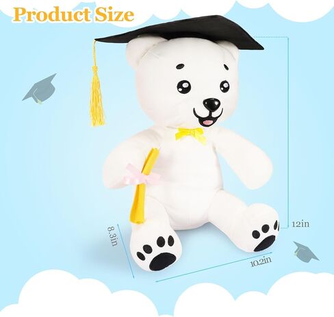 YUNVI 12 inch 2026 Graduation Autograph Stuffed Bear,Congrats Grad Graduation Plush Animal Toy Congratulations Graduation Gift for Graduate Party in Saudi Arabia