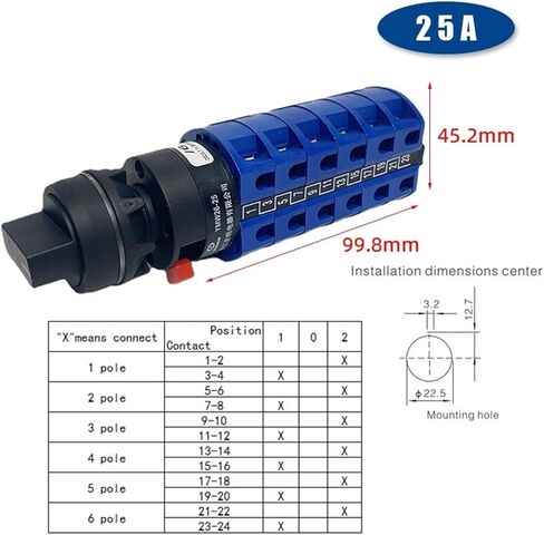 LW26-25/6S YMW26 Rotary cam Switch 25A 6-Pole Conversion 22mm Installation Size in Saudi Arabia
