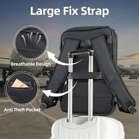 SWESEN Hard Shell Laptop Backpack for Men, Waterproof Laptop bag fit 17.3 Inch Commute Backpack, Tsa Business Commute Backpack,stylish Anti-theft Travel Backpacks USB Charging Port, Black in Kuwait