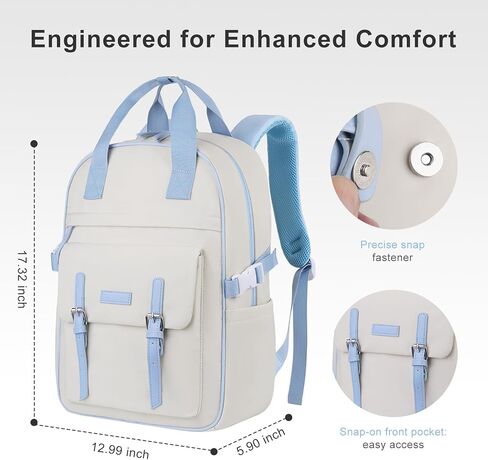MOSISO Travel Backpack for Women, 15.6 inch Laptop Backpack, Airline Approved Carry On Luggage with 1 Cube, Lightweight Personal Item Bag for Commute Weekender College Business, Beige&Blue in Saudi Arabia