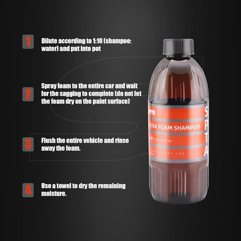SPTA Ultra Foam Shampoo, 16 FL OZ Car Wash Shampoom, Easily Remove Dirt, Stain and Care the Car Coatine,Works with Foam Cannons, Foam Guns or Bucket Washes, Trucks, Motorcycles &More -CL001 in Kuwait