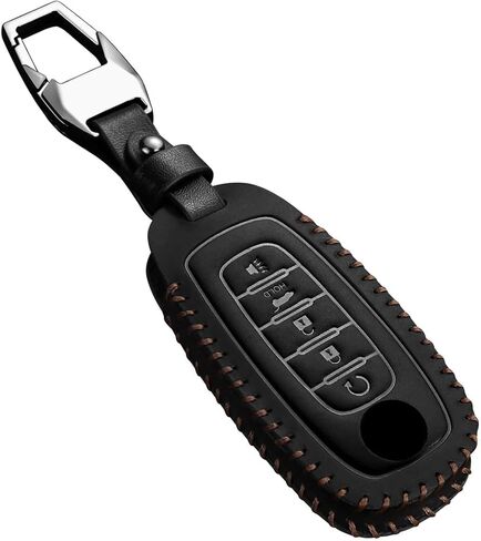 جلد أصلي متوافق مع غطاء Nissan Key fob Fit 2023 2025 Rouge X-Trial Kicks Pathfinder Accessories 5 أزرار (أسود) in Kuwait