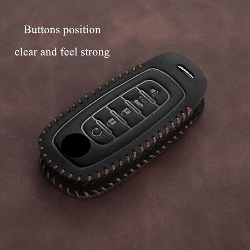 جلد أصلي متوافق مع غطاء Nissan Key fob Fit 2023 2025 Rouge X-Trial Kicks Pathfinder Accessories 5 أزرار (أسود) in Kuwait