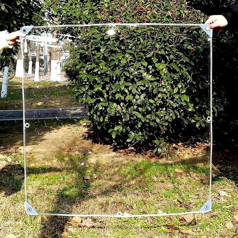 قماش القنب الشفاف المقاوم للماء مقاس 5 × 7 أقدام، غطاء من القماش المشمع الفينيل PVC الشفاف شديد التحمل مع حلقات، مضاد للتمزق مقاوم للماء للتخييم في الفناء في الهواء الطلق، قماش القنب الشفاف من الفينيل in Saudi Arabia