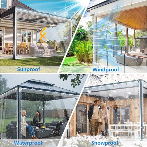 قماش القنب الشفاف المقاوم للماء مقاس 5 × 7 أقدام، غطاء من القماش المشمع الفينيل PVC الشفاف شديد التحمل مع حلقات، مضاد للتمزق مقاوم للماء للتخييم في الفناء في الهواء الطلق، قماش القنب الشفاف من الفينيل in Saudi Arabia