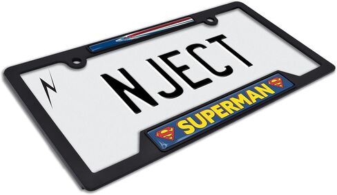 Officially Licensed DC Comics Superman Flying Automotive-Grade Black Plastic 3D Doming Open Corner License Plate Frame Tag Holder for Cars/SUVs/Trucks - Weatherproof Auto Accessory in Saudi Arabia