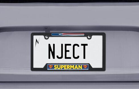 Officially Licensed DC Comics Superman Flying Automotive-Grade Black Plastic 3D Doming Open Corner License Plate Frame Tag Holder for Cars/SUVs/Trucks - Weatherproof Auto Accessory in Saudi Arabia