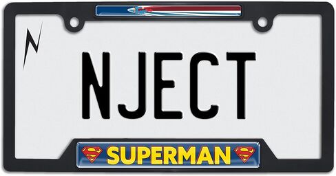 Officially Licensed DC Comics Superman Flying Automotive-Grade Black Plastic 3D Doming Open Corner License Plate Frame Tag Holder for Cars/SUVs/Trucks - Weatherproof Auto Accessory in Saudi Arabia