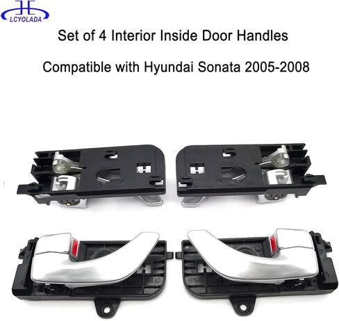 مجموعة من 4 مقابض أبواب داخلية داخلية لسيارة Hyundai Sonata 2005 2006 2007 2008، محرك أمامي خلفي يسار واستبدال جانب الركاب الأيمن # 826103K020XZ in Kuwait