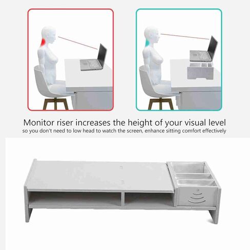 WoodPlastic Monitor Riser Stand with Storage – 18.9" X 7.9" Desktop Elevator for Better Posture in Saudi Arabia