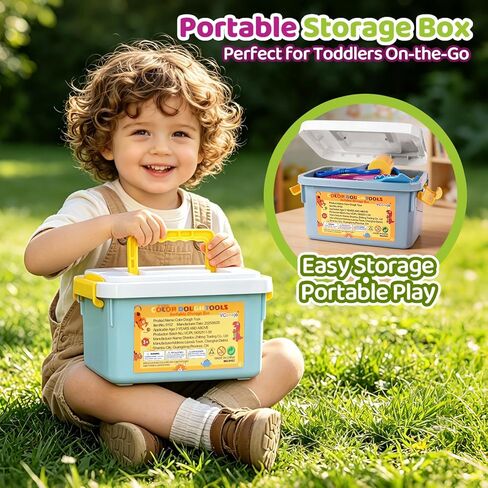 Playdough Tools Set with Storage Box, 33Pcs Color Dough Accessories Including 3D Dinosaur & Animal Molds, Cutters,Rollers, Scissors, Extruder, Learning Toys for Toddlers Creative Play in Saudi Arabia