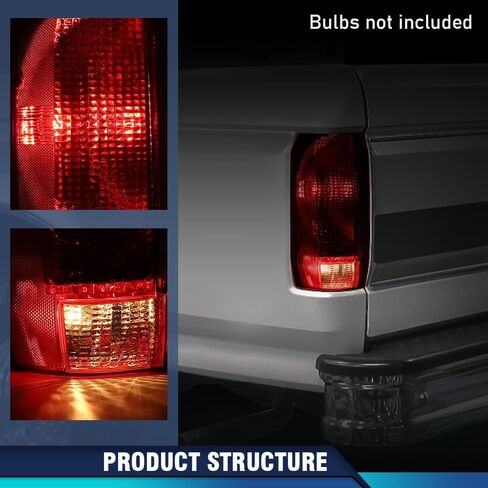 مجموعة مصابيح الذيل PIT66 متوافقة مع Ford Bronco F150 1990-1996/Fit Ford F250 F350 1990-1997 للسائق الأيسر وجانب الركاب الأيمن E9TZ13405C، E9TZ13404C، FO2801105، FO2800106 مصباح الأضواء الخلفية in Kuwait
