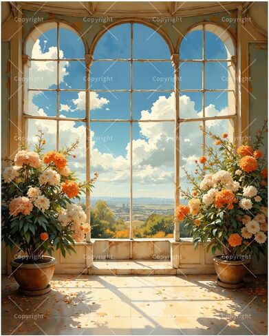Bright Window View Paint by Numbers Kit for Adults - DIY Flower Pots with Blue Sky View Painting on Canvas 16x20 Inch, Acrylic Paint Set, Suitable for Beginners, Art for Home Decoration or Gifts in Saudi Arabia