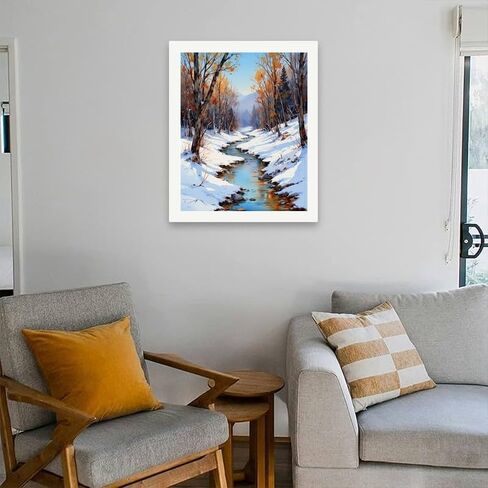 Seasonal Nature Paint by Numbers Kit for Adults - DIY Autumn Forest and Snowy Stream Painting on Canvas 16x20 Inches, Acrylic Paint Set, Suitable for Beginners, Art for Home Decoration or Gifts in Saudi Arabia