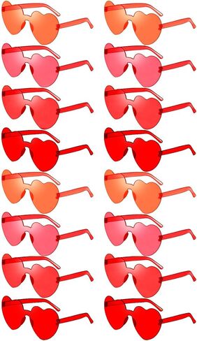 SUNOVELTIES 16 Heart Rimless Sunglasses Retro Colored Party Glasses Bulk Gradient Transparent Fun Eyeglasses for Unisex Adult in Saudi Arabia