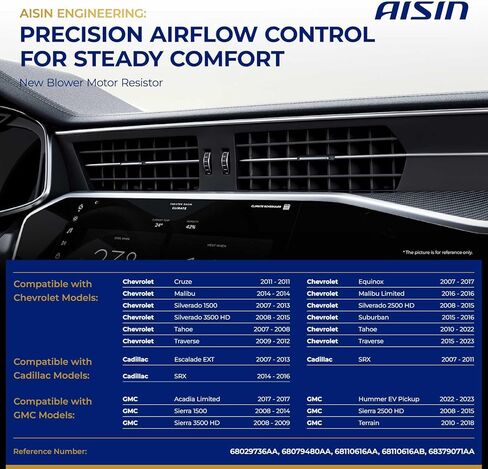 AISIN AFTERMARKET BMRAZ-00229 مقاوم محرك منفاخ HVAC - متوافق مع شيفروليه سيلفرادو 1500 2500 HD، إكوينوكس، ماليبو، كروز، كامارو، ترافيرس، جي إم سي سييرا 1500 2500 HD، تيراين، يوكون in Kuwait