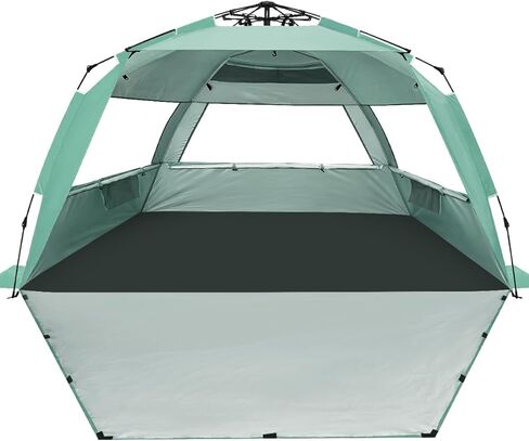 WhiteFang Deluxe Pop Up Beach Tent Sun Shade Shelter for 3-4/5-6 Person, UV Protection, Extendable Floor with 3 Ventilating Windows Plus Carrying Bag, Stakes, and Guy Lines in Saudi Arabia