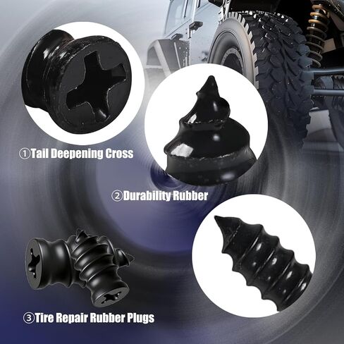 60PCS Tire Plug Kit,Self Sealing Tire Repair Screws,Tires Plugs Screw Type,Rubber Nails Tires Repairs, Fix Rubber Nail Kit,Puncture Spikes,Screw Type Phillips Head in Kuwait