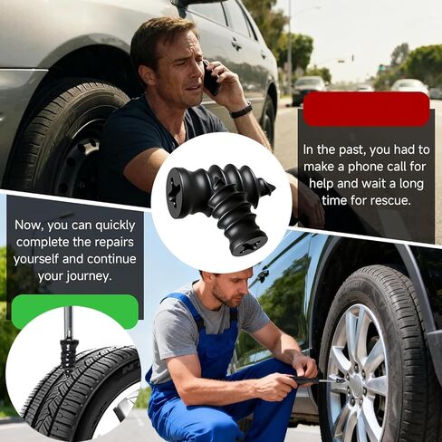 60PCS Tire Plug Kit,Self Sealing Tire Repair Screws,Tires Plugs Screw Type,Rubber Nails Tires Repairs, Fix Rubber Nail Kit,Puncture Spikes,Screw Type Phillips Head in Kuwait
