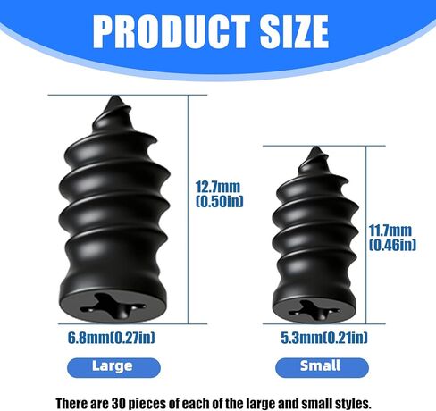 60PCS Tire Plug Kit,Self Sealing Tire Repair Screws,Tires Plugs Screw Type,Rubber Nails Tires Repairs, Fix Rubber Nail Kit,Puncture Spikes,Screw Type Phillips Head in Kuwait