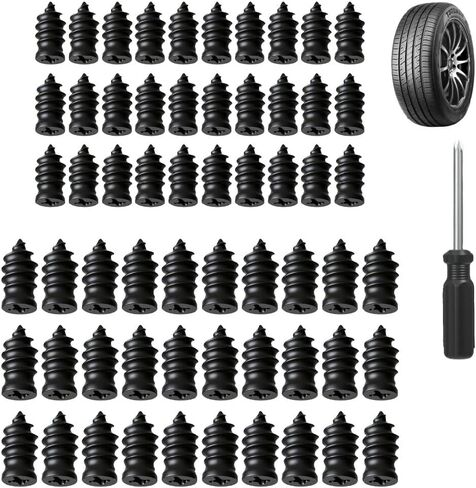 60PCS Tire Plug Kit,Self Sealing Tire Repair Screws,Tires Plugs Screw Type,Rubber Nails Tires Repairs, Fix Rubber Nail Kit,Puncture Spikes,Screw Type Phillips Head in Kuwait