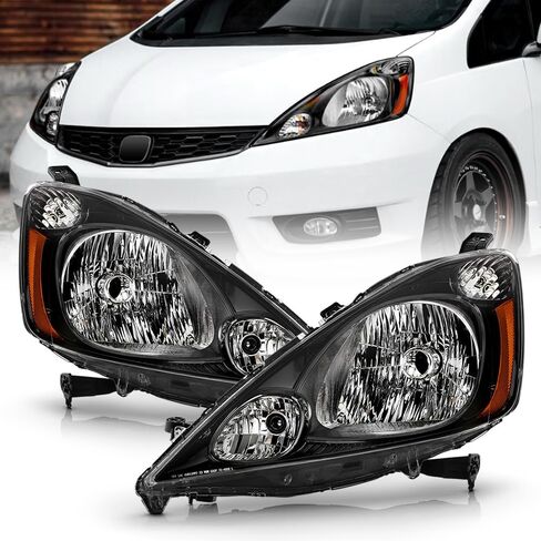 KEEKPO-For 2009 2010 2011 2012 2013 2014 Honda FIT أسود المصابيح الأمامية المصابيح الأمامية زوج مجموعة السائق والركاب الجانب in Kuwait