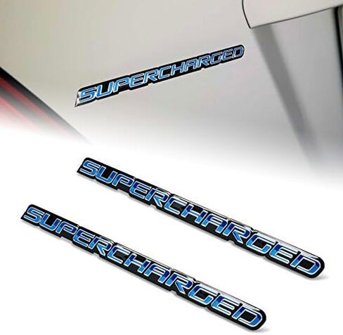 EPARTS 2X SuperCharged Carbon Fiber Black Badge Sticker Aluminum Decorative Adhesive Emblem Decal Car Truck Side Door Trunk in Saudi Arabia