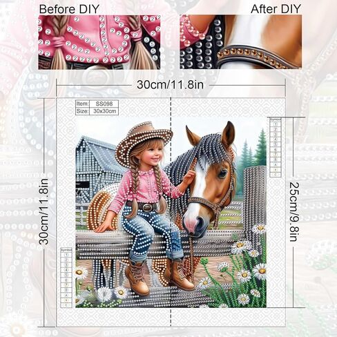 Horse and Kid Diamond Painting Kits for Adults, 5D Special Shape Diamond Art Kits for Beginners, Crystal Rhinestones Painting for Home Wall Decoration, 12×12 Inch in Kuwait