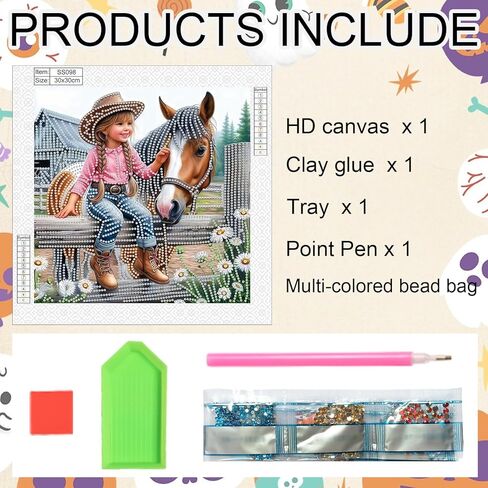 Horse and Kid Diamond Painting Kits for Adults, 5D Special Shape Diamond Art Kits for Beginners, Crystal Rhinestones Painting for Home Wall Decoration, 12×12 Inch in Kuwait