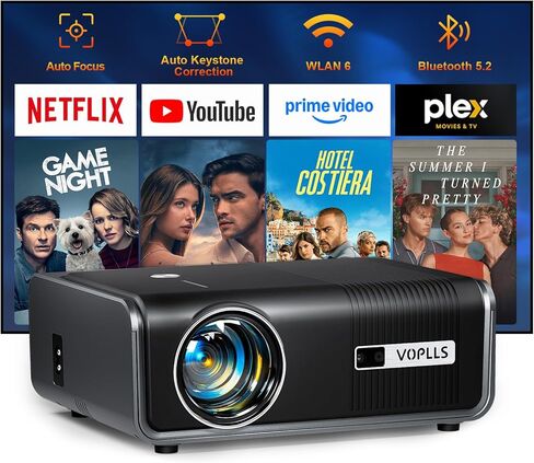 [2000 ANSI & Officially-Licensed APP] 4K Smart Projector with WiFi and Bluetooth, Auto Focus & Keystone, VOPLLS Native 1080P Portable Outdoor Projector, Mini Movie Proyector for Bedroom/Home in Saudi Arabia