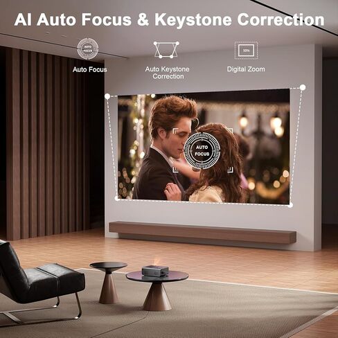 [2000 ANSI & Officially-Licensed APP] 4K Smart Projector with WiFi and Bluetooth, Auto Focus & Keystone, VOPLLS Native 1080P Portable Outdoor Projector, Mini Movie Proyector for Bedroom/Home in Saudi Arabia