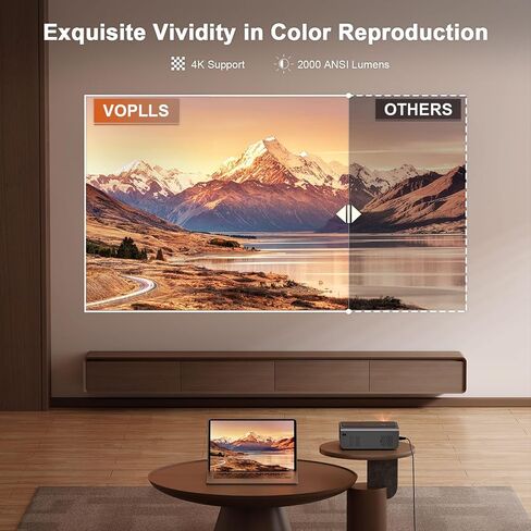 [2000 ANSI & Officially-Licensed APP] 4K Smart Projector with WiFi and Bluetooth, Auto Focus & Keystone, VOPLLS Native 1080P Portable Outdoor Projector, Mini Movie Proyector for Bedroom/Home in Saudi Arabia