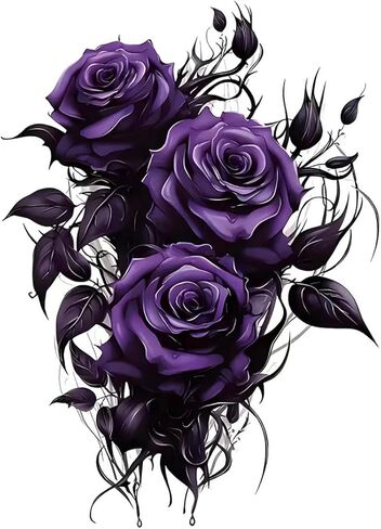 Purple Rose Vinyl Decals, 2 Pack Waterproof Car Stickers, Decorative Floral Design for Laptops, Trucks, Bumpers, Motorcycles Z-167 in Saudi Arabia
