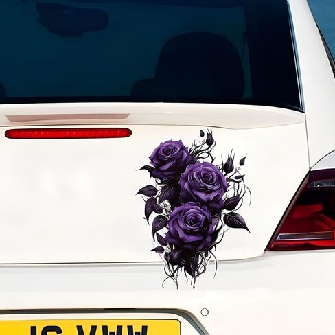 Purple Rose Vinyl Decals, 2 Pack Waterproof Car Stickers, Decorative Floral Design for Laptops, Trucks, Bumpers, Motorcycles Z-167 in Saudi Arabia