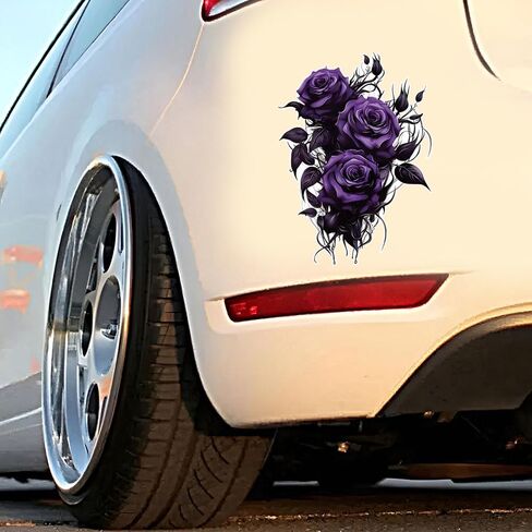 Purple Rose Vinyl Decals, 2 Pack Waterproof Car Stickers, Decorative Floral Design for Laptops, Trucks, Bumpers, Motorcycles Z-167 in Saudi Arabia
