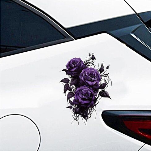 Purple Rose Vinyl Decals, 2 Pack Waterproof Car Stickers, Decorative Floral Design for Laptops, Trucks, Bumpers, Motorcycles Z-167 in Saudi Arabia